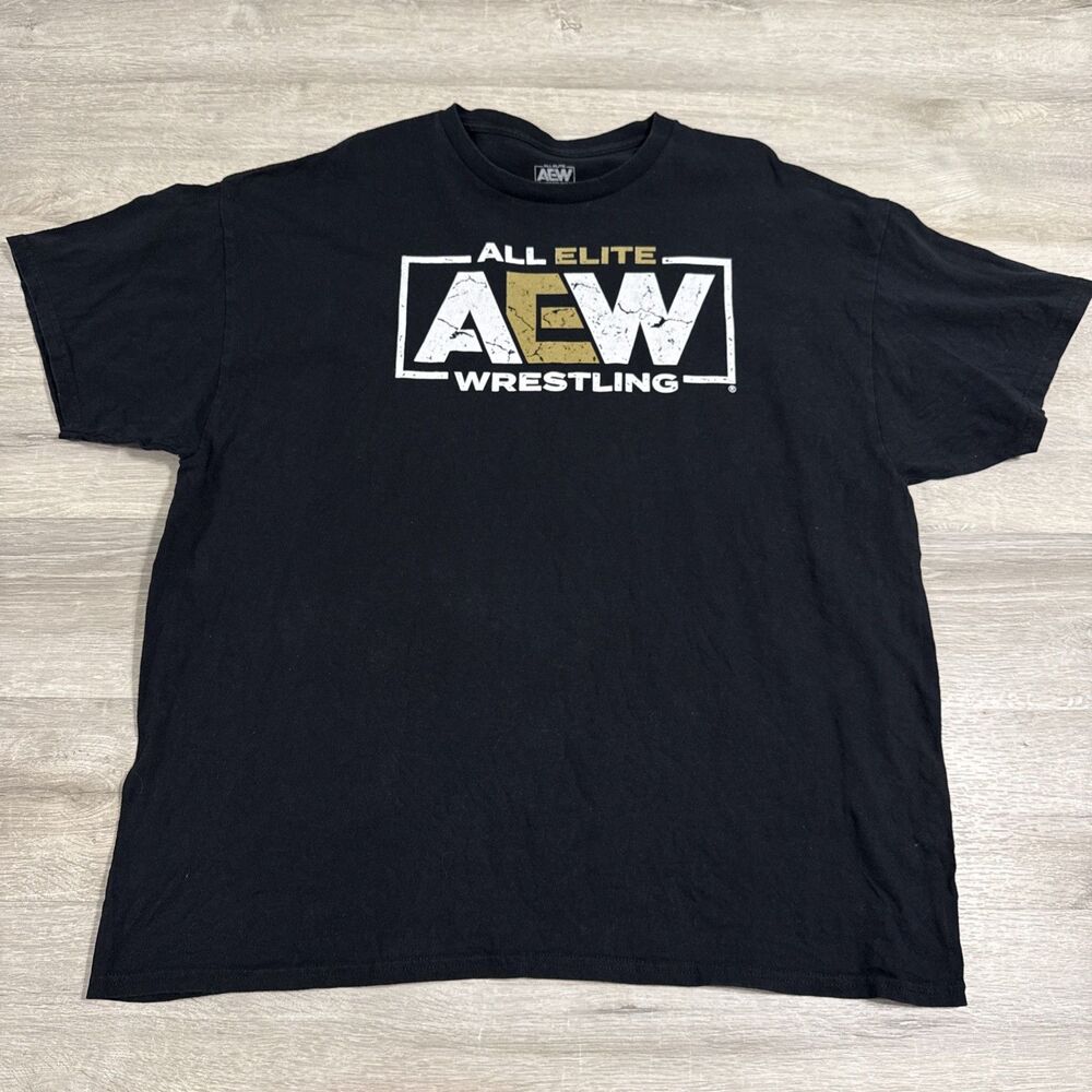 AEW Shirt All Elite Wrestling Logo Men's Black 2XL Cotton Tee